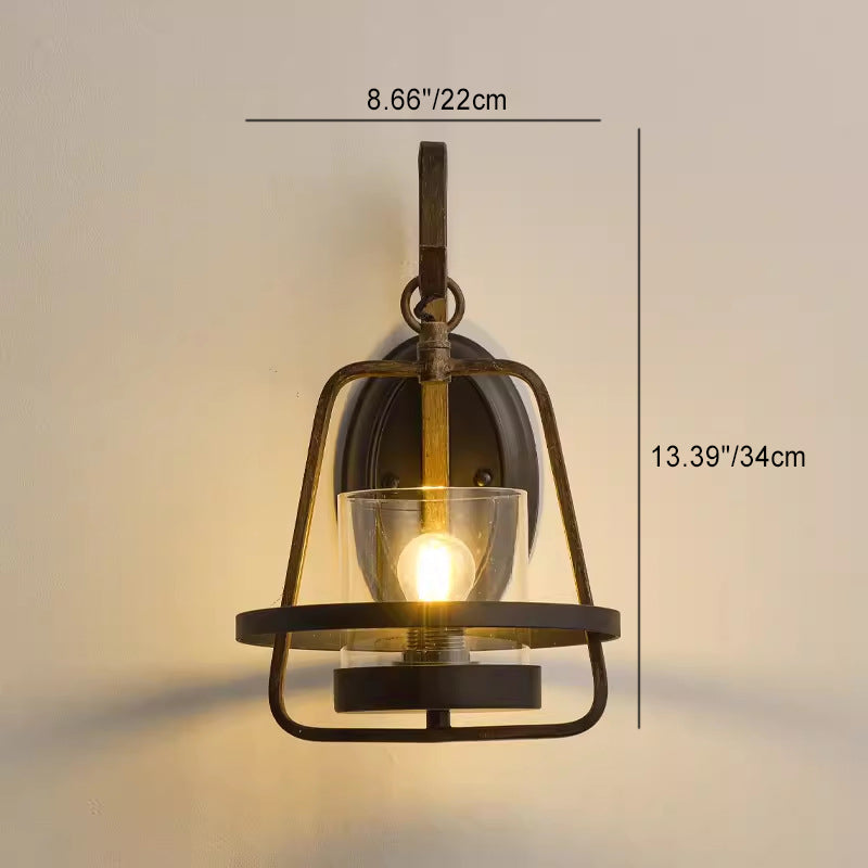 Farmhouse Trapezoidal Iron Frame Wall Lamp