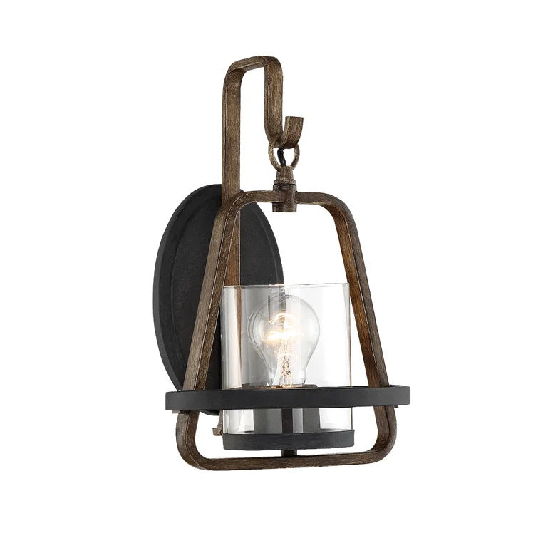 Farmhouse Trapezoidal Iron Frame Wall Lamp