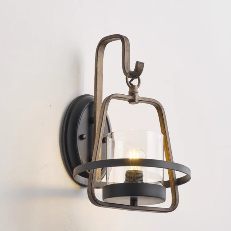 Farmhouse Trapezoidal Iron Frame Wall Lamp