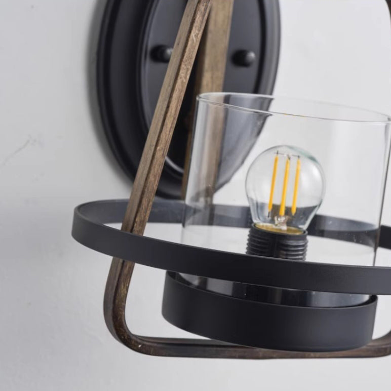 Farmhouse Trapezoidal Iron Frame Wall Lamp