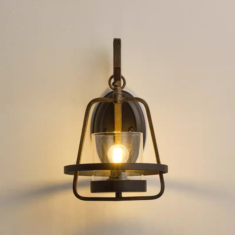 Farmhouse Trapezoidal Iron Frame Wall Lamp