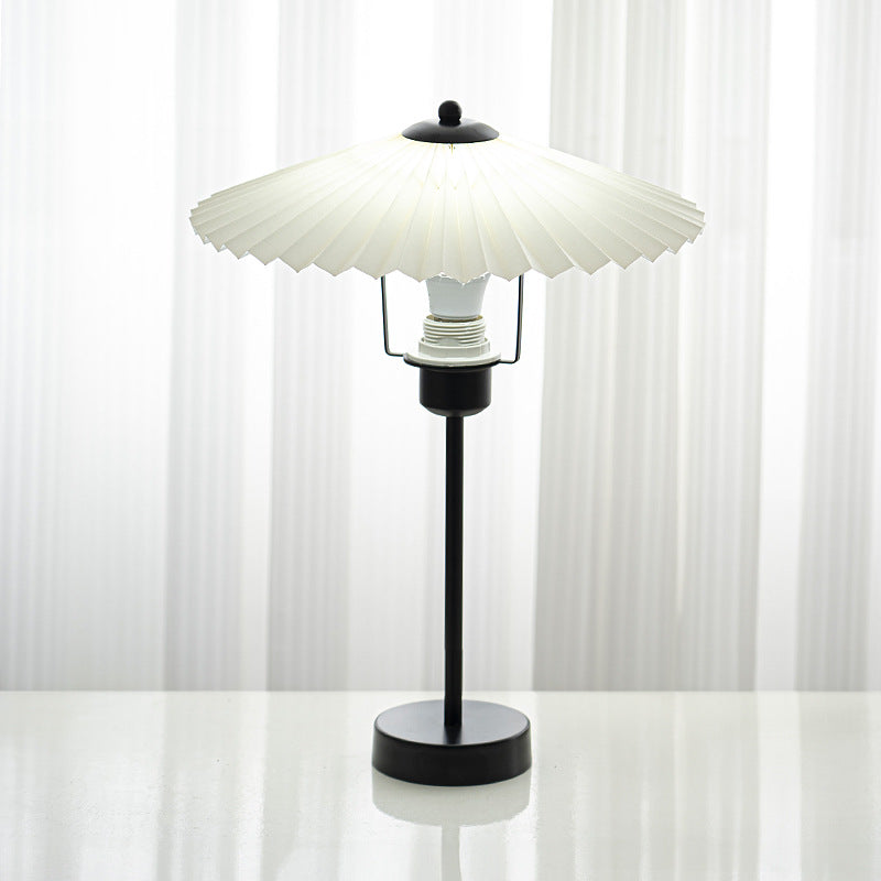 Pleated Fabric Conical Hardware Table Lamp