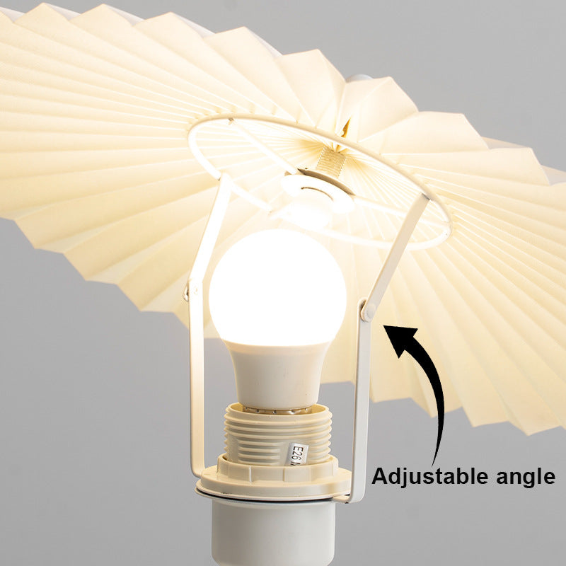 Pleated Fabric Conical Hardware Table Lamp