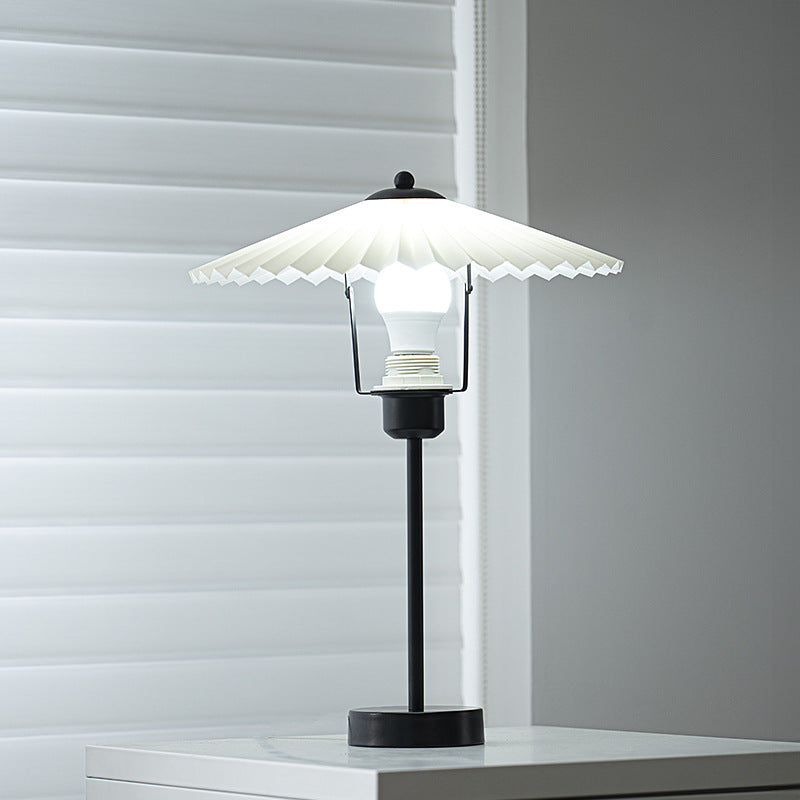 Pleated Fabric Conical Hardware Table Lamp