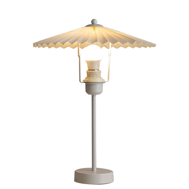 Pleated Fabric Conical Hardware Table Lamp