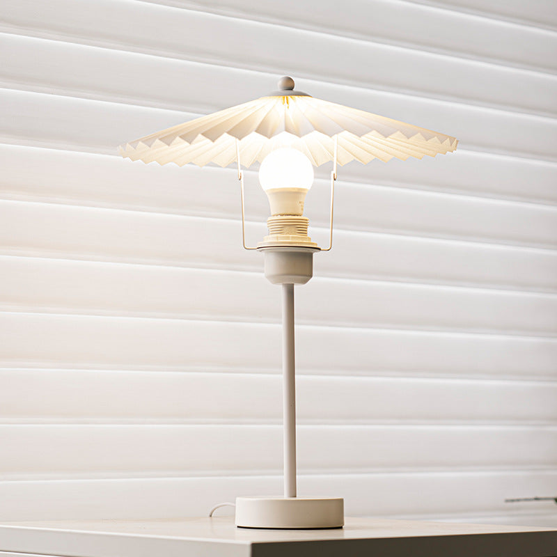 Pleated Fabric Conical Hardware Table Lamp