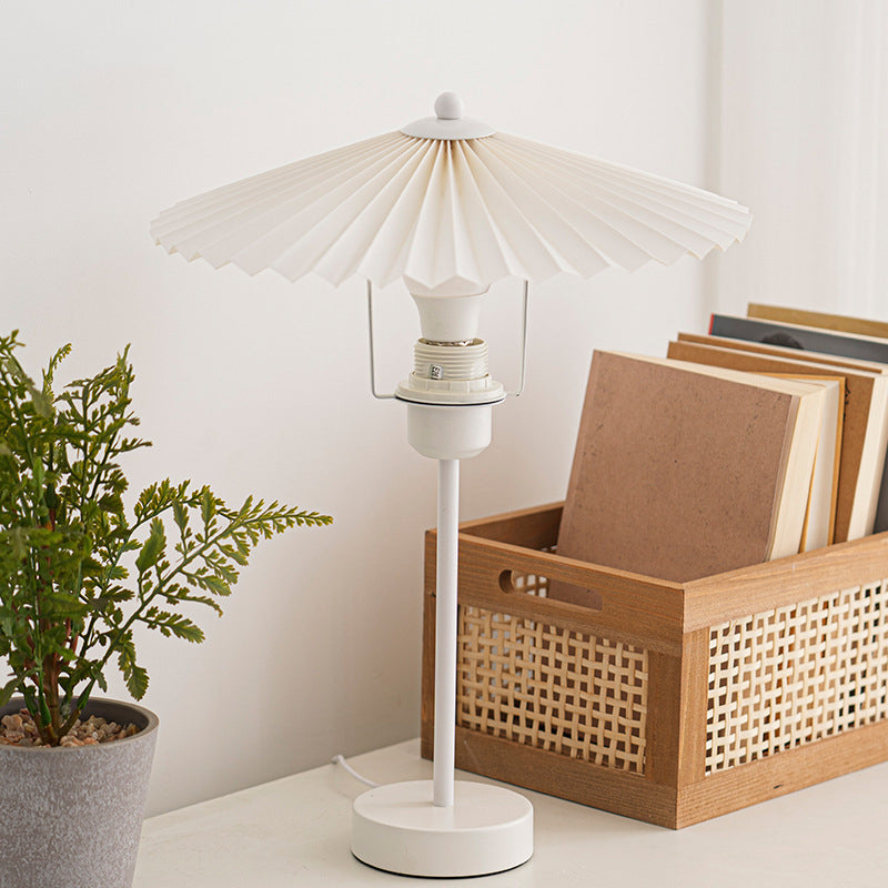 Pleated Fabric Conical Hardware Table Lamp