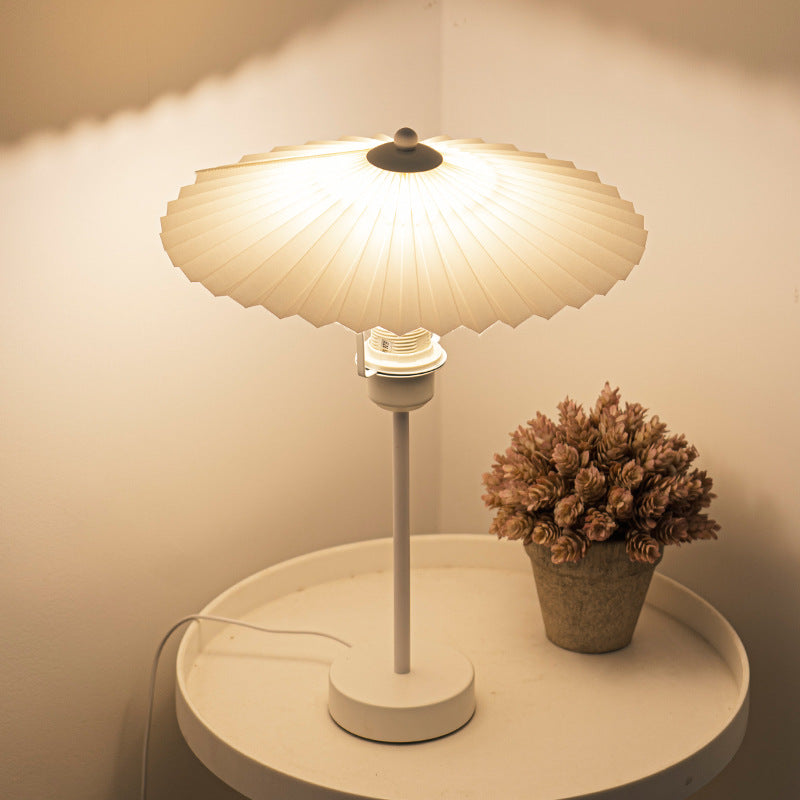 Pleated Fabric Conical Hardware Table Lamp