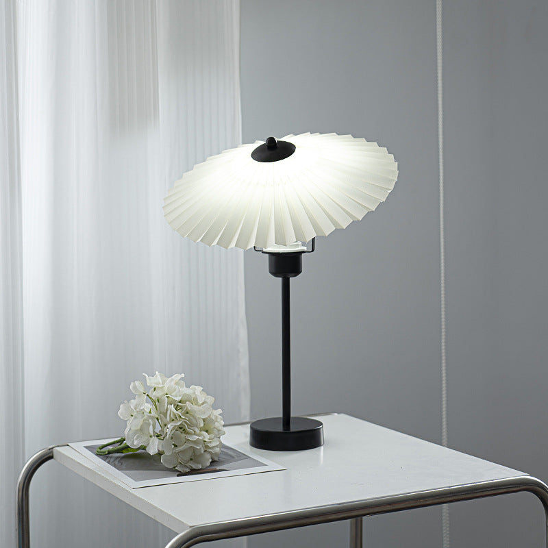 Pleated Fabric Conical Hardware Table Lamp