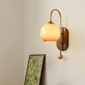 Glass Round Metal Wood Wall Lamp