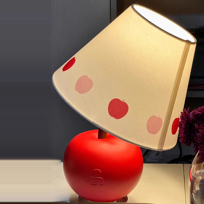 Tilted Resin Apple Fabric Table Lamp