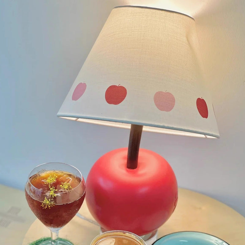 Tilted Resin Apple Fabric Table Lamp