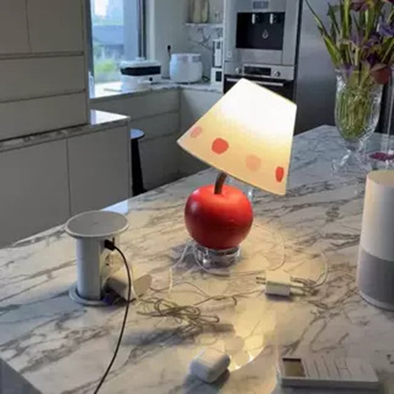 Tilted Resin Apple Fabric Table Lamp