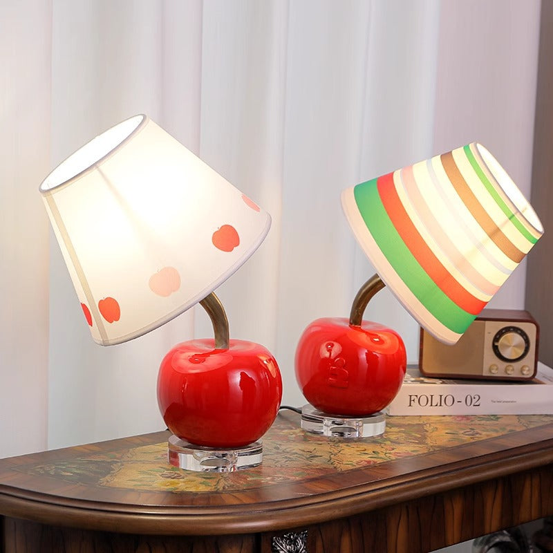 Tilted Resin Apple Fabric Table Lamp