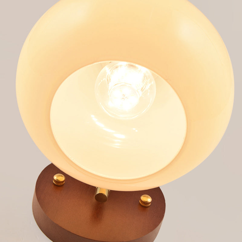 Glass Ball Iron Wood Wall Lamp