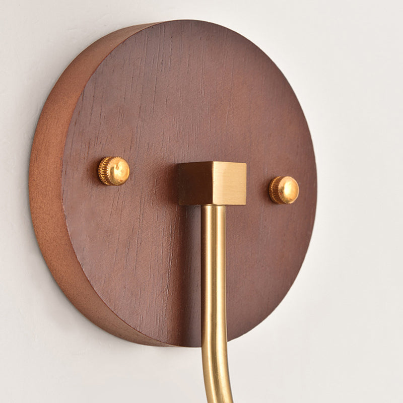 Glass Ball Iron Wood Wall Lamp