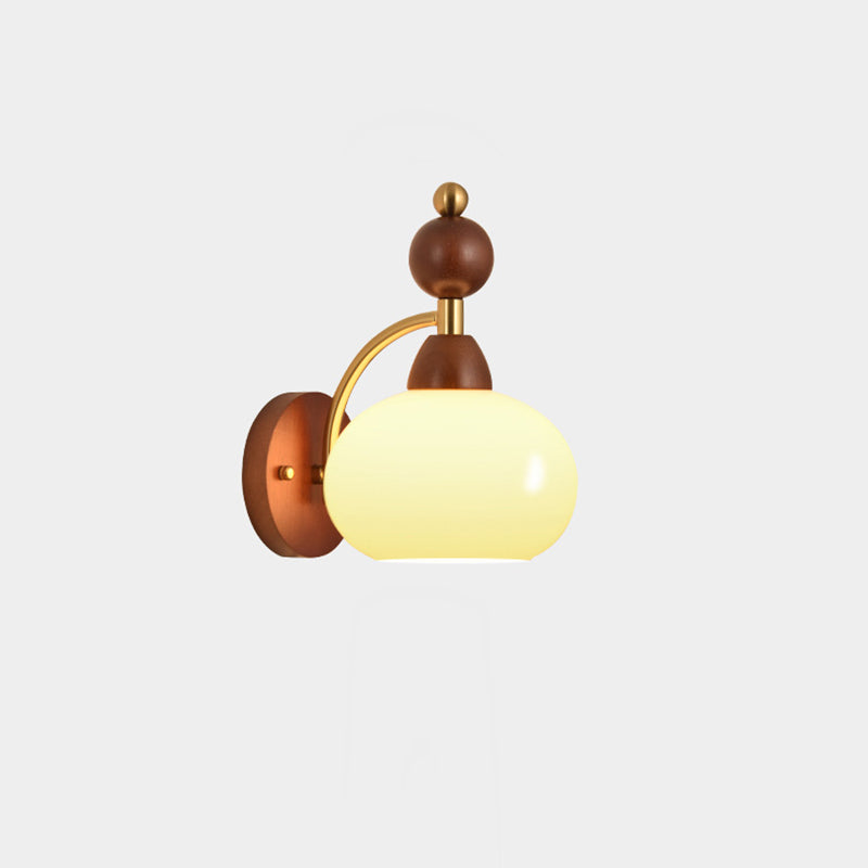 Glass Ball Iron Wood Wall Lamp