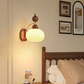 Glass Ball Iron Wood Wall Lamp