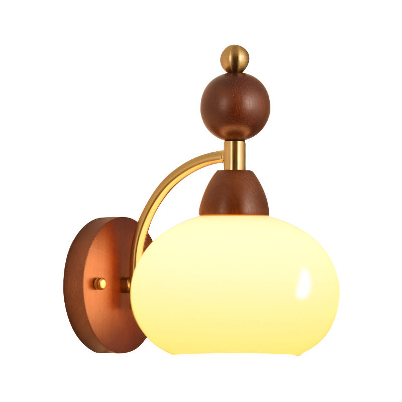 Glass Ball Iron Wood Wall Lamp