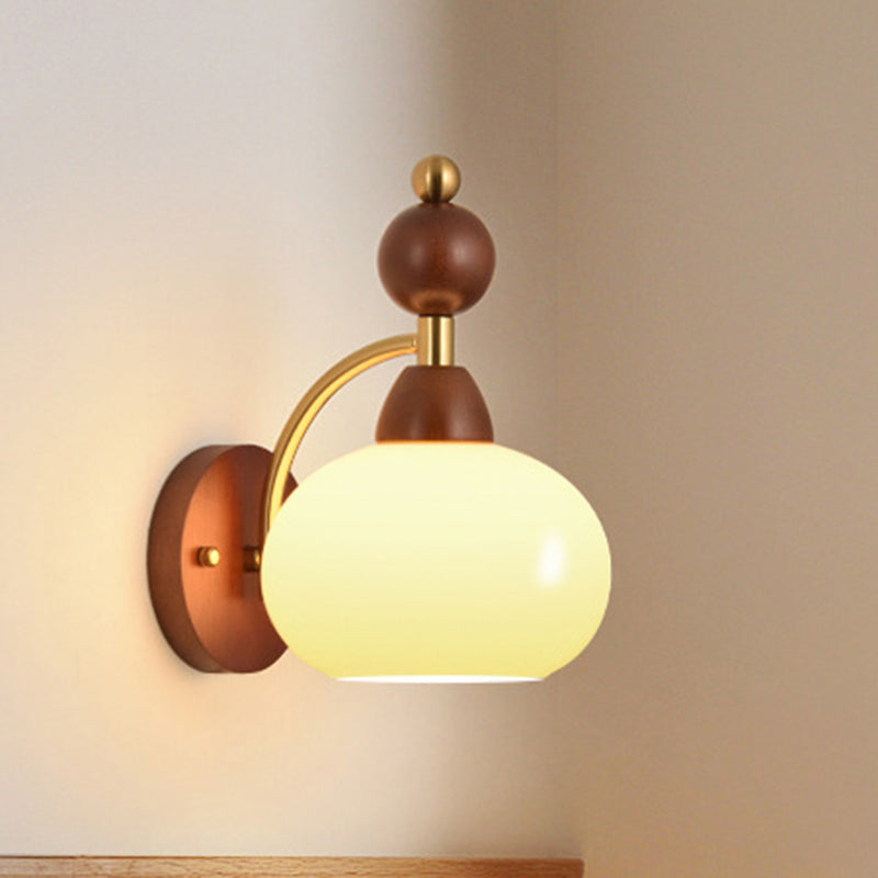 Glass Ball Iron Wood Wall Lamp