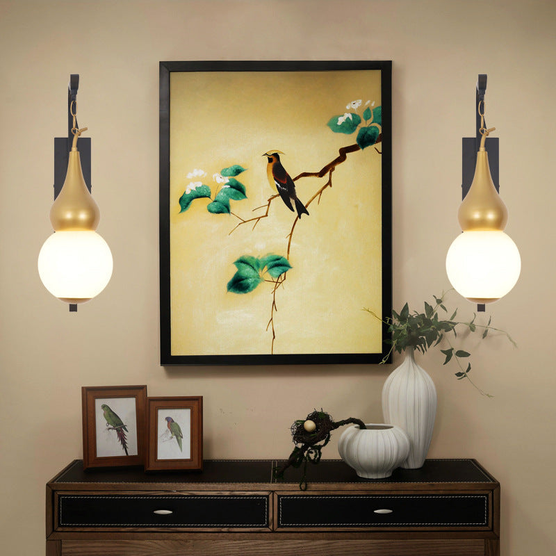 Iron Glass Gourd Dining Wall Lamp