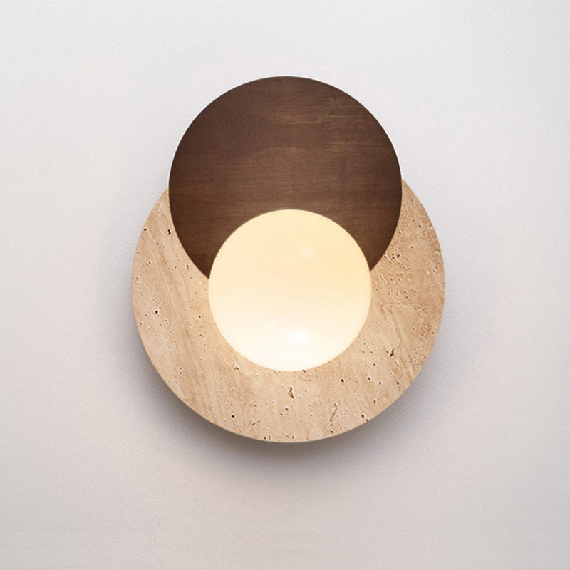 Round Yellow Travertine Solid Wall Lamp