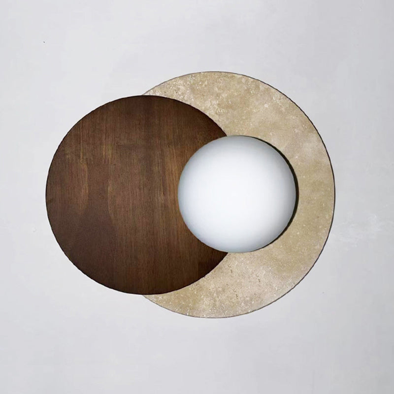 Round Yellow Travertine Solid Wall Lamp