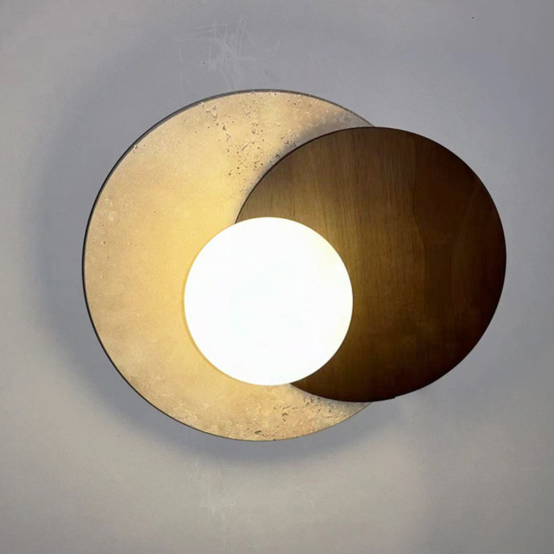 Round Yellow Travertine Solid Wall Lamp