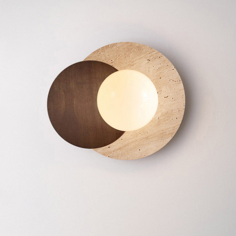 Round Yellow Travertine Solid Wall Lamp