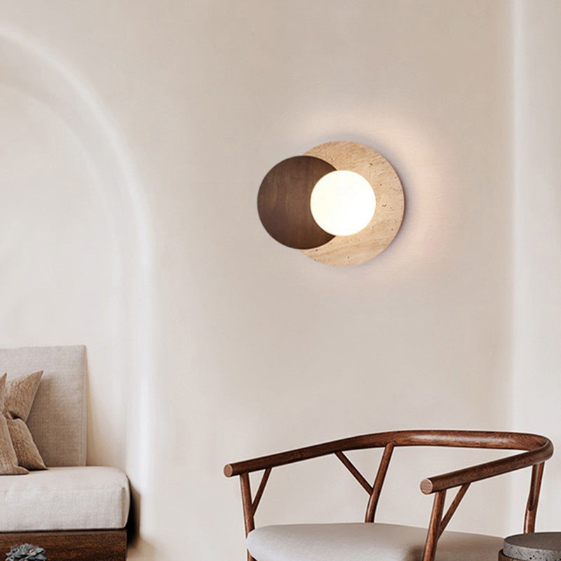Round Yellow Travertine Solid Wall Lamp
