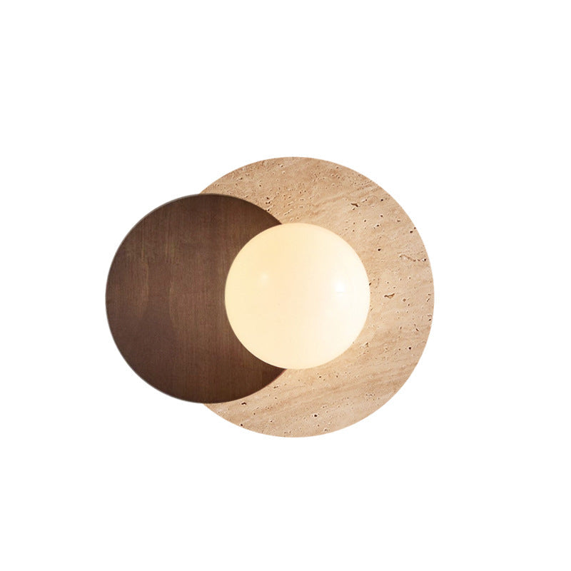 Round Yellow Travertine Solid Wall Lamp