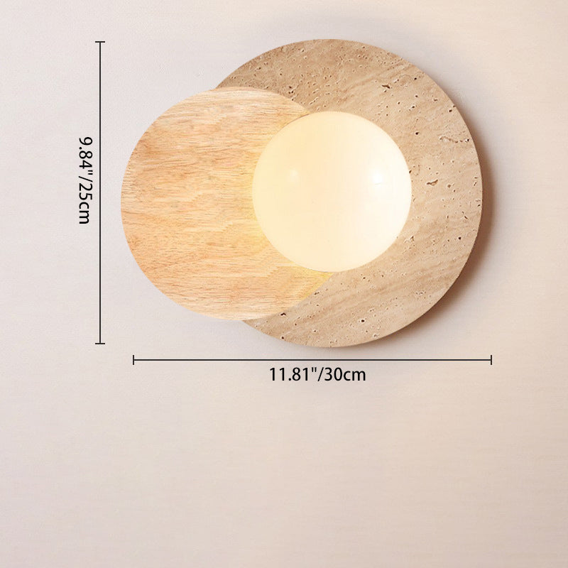 Round Yellow Travertine Solid Wall Lamp