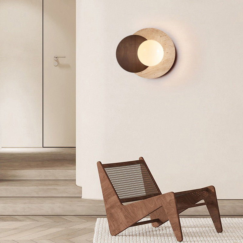 Round Yellow Travertine Solid Wall Lamp