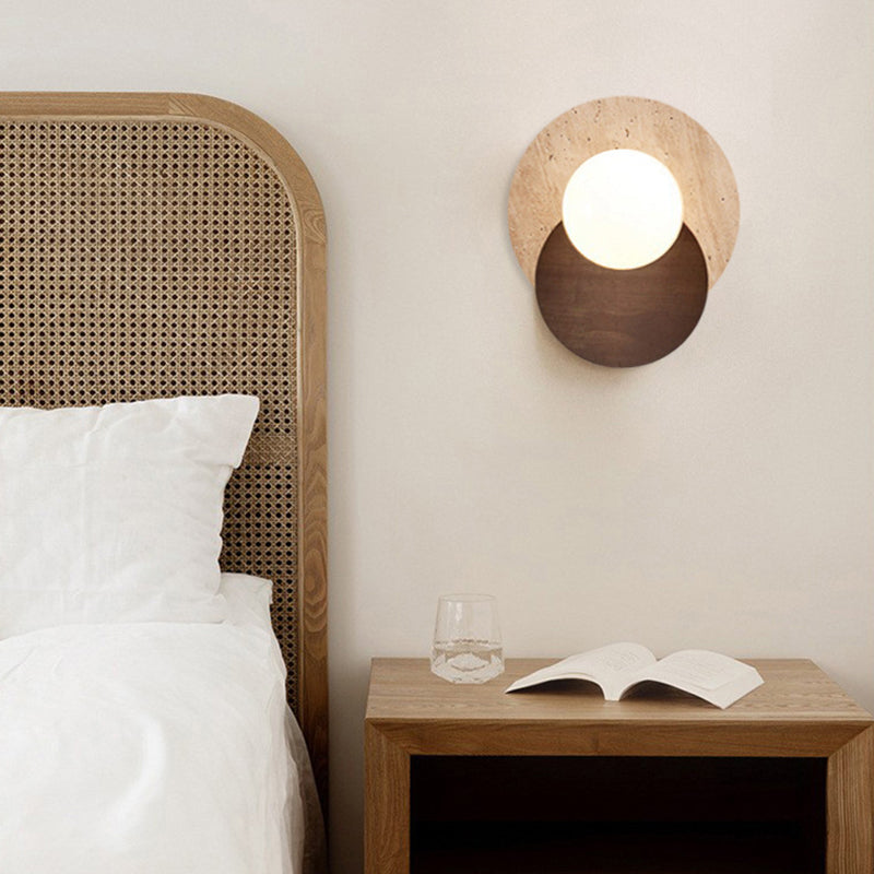 Round Yellow Travertine Solid Wall Lamp