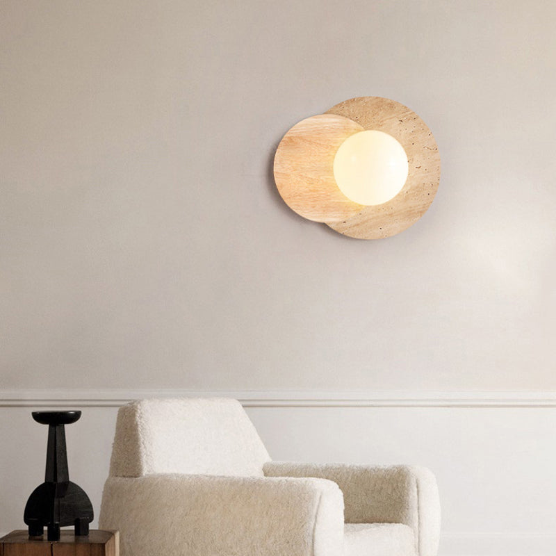 Round Yellow Travertine Solid Wall Lamp