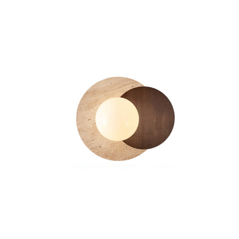 Round Yellow Travertine Solid Wall Lamp