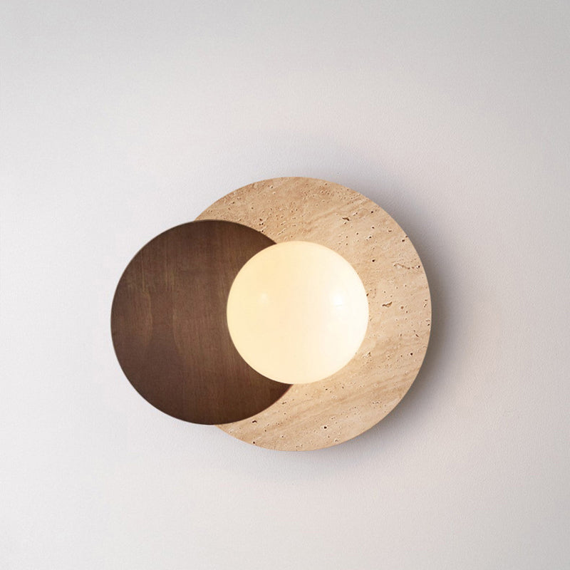Round Yellow Travertine Solid Wall Lamp
