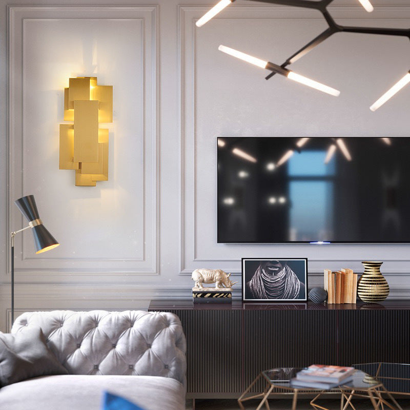 Iron Geometric Rectangle Stitching Wall Lamp