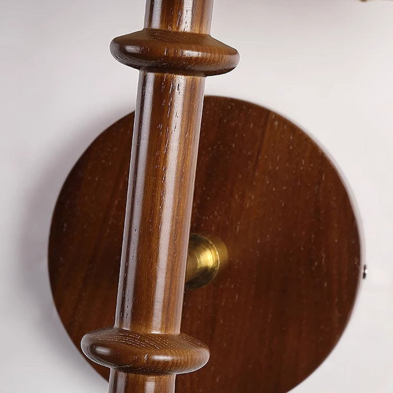 Fabric Conical Ash Wood Wall Lamp