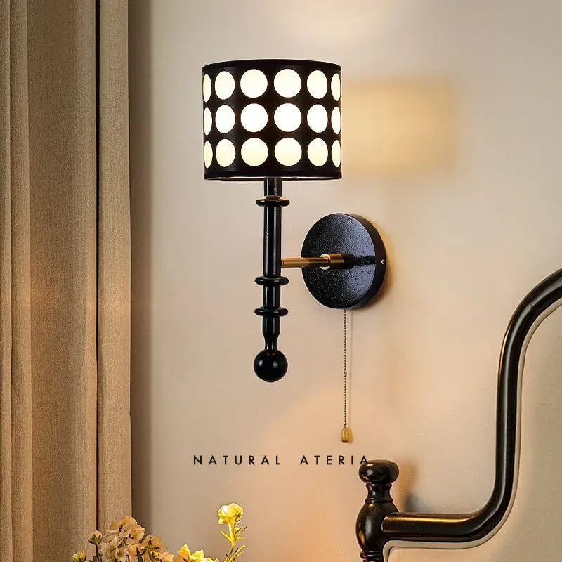 White Polka Dot Fabric Wall Lamp
