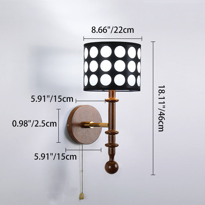 White Polka Dot Fabric Wall Lamp