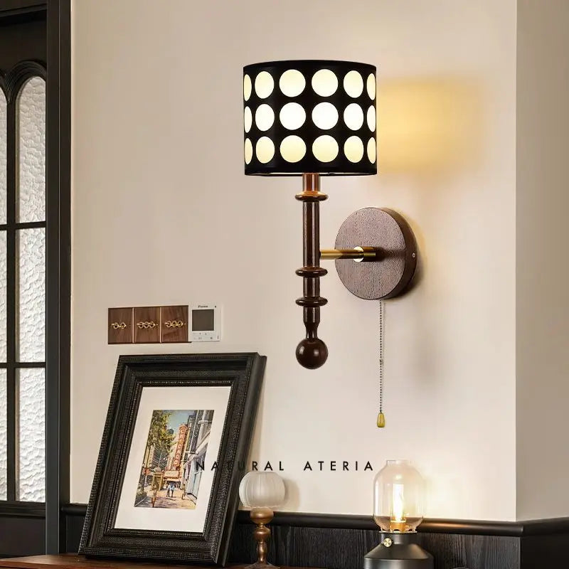 White Polka Dot Fabric Wall Lamp