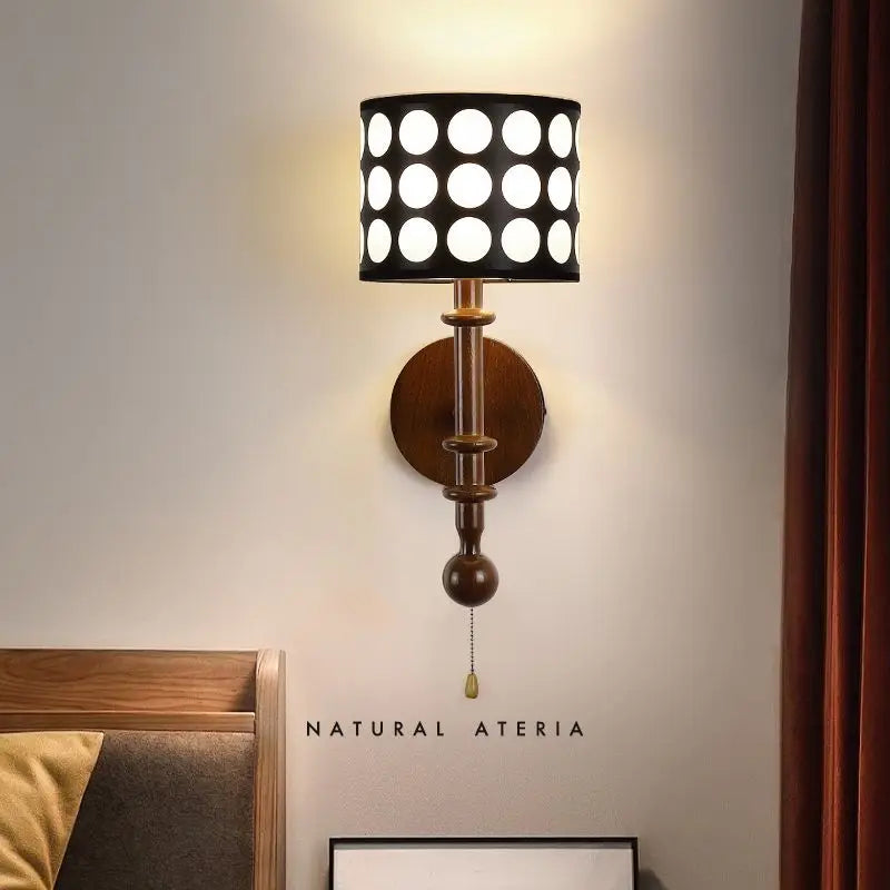 White Polka Dot Fabric Wall Lamp