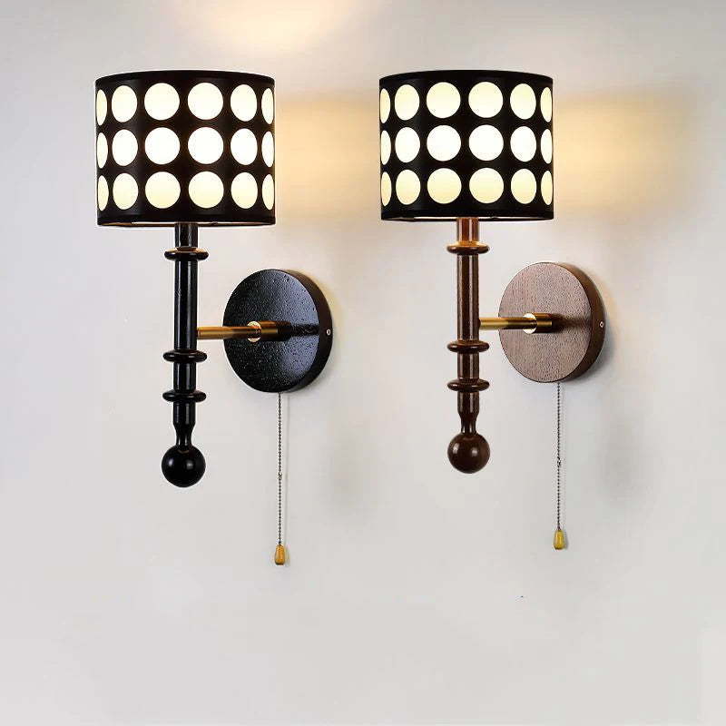 White Polka Dot Fabric Wall Lamp