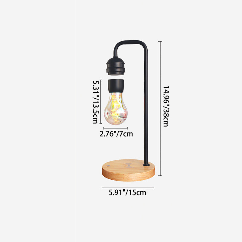 Rubber Wood Iron Magnetic Table Lamp