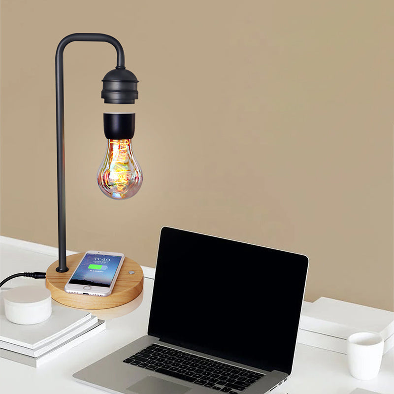 Rubber Wood Iron Magnetic Table Lamp
