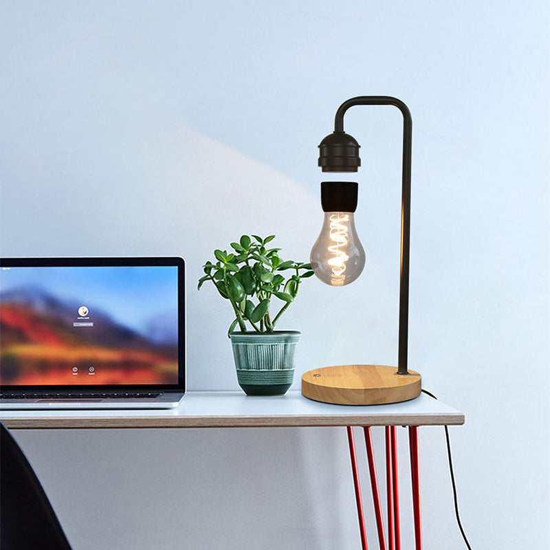 Rubber Wood Iron Magnetic Table Lamp