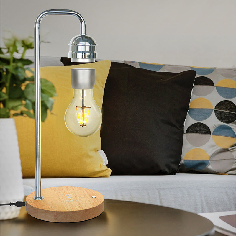 Rubber Wood Iron Magnetic Table Lamp