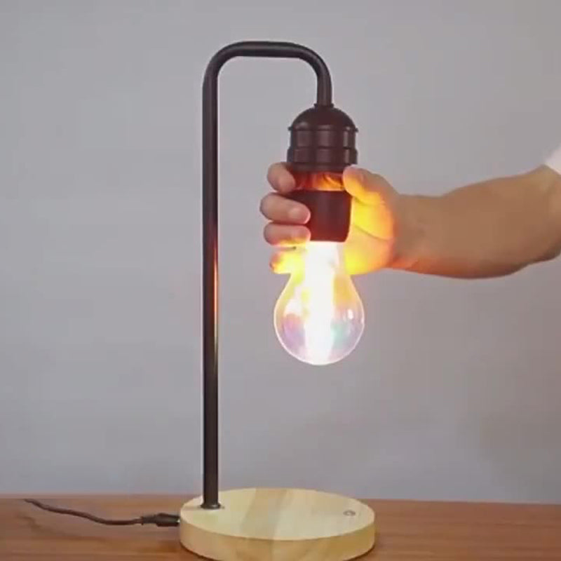 Rubber Wood Iron Magnetic Table Lamp