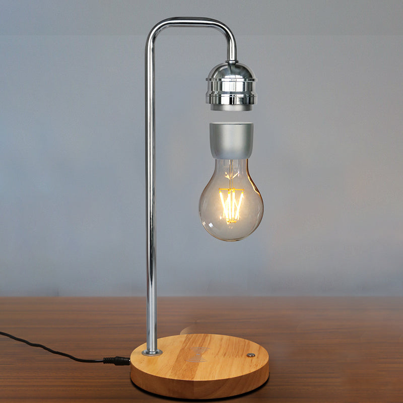 Rubber Wood Iron Magnetic Table Lamp